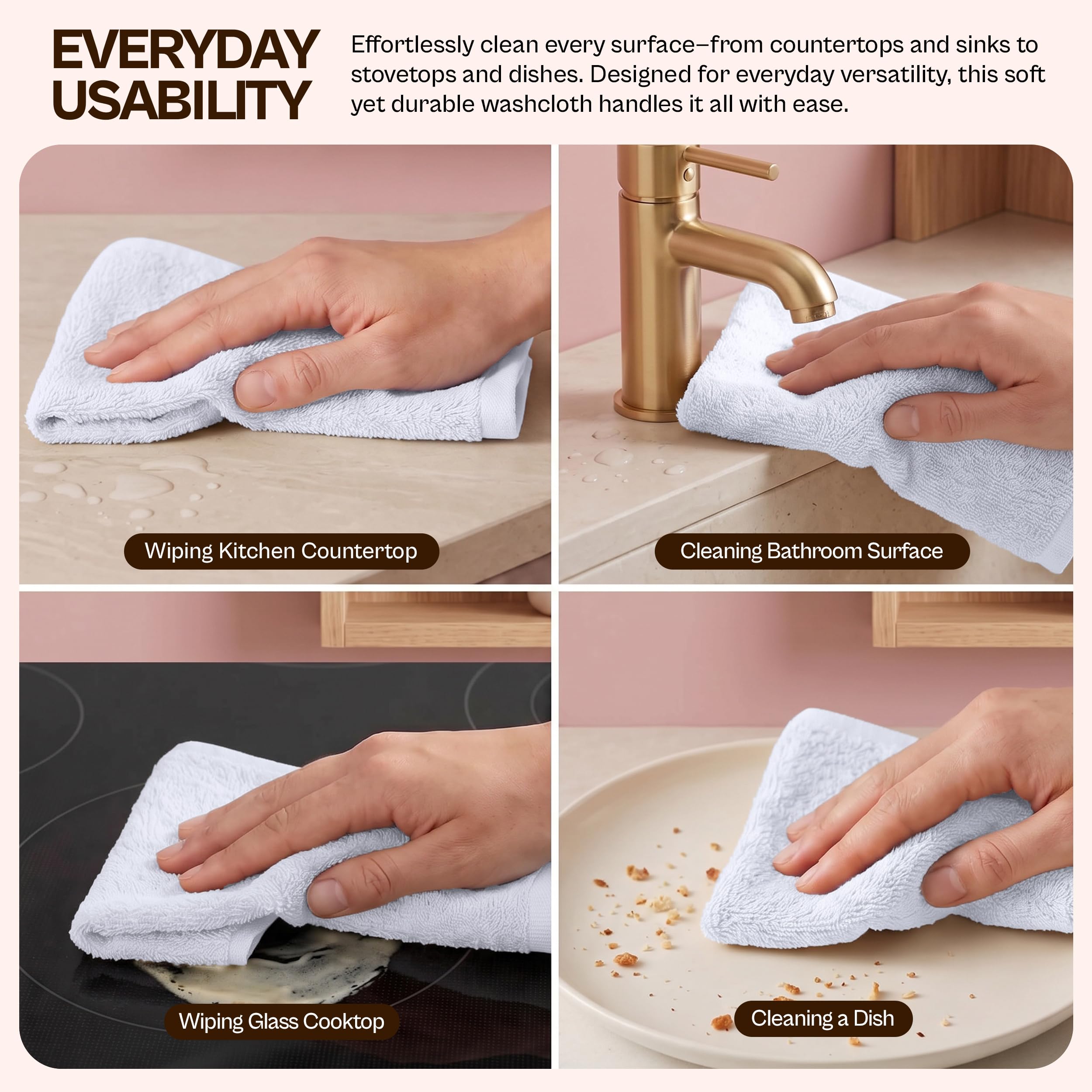 Utopia Towels demostración de absorción con agua, secado eficaz