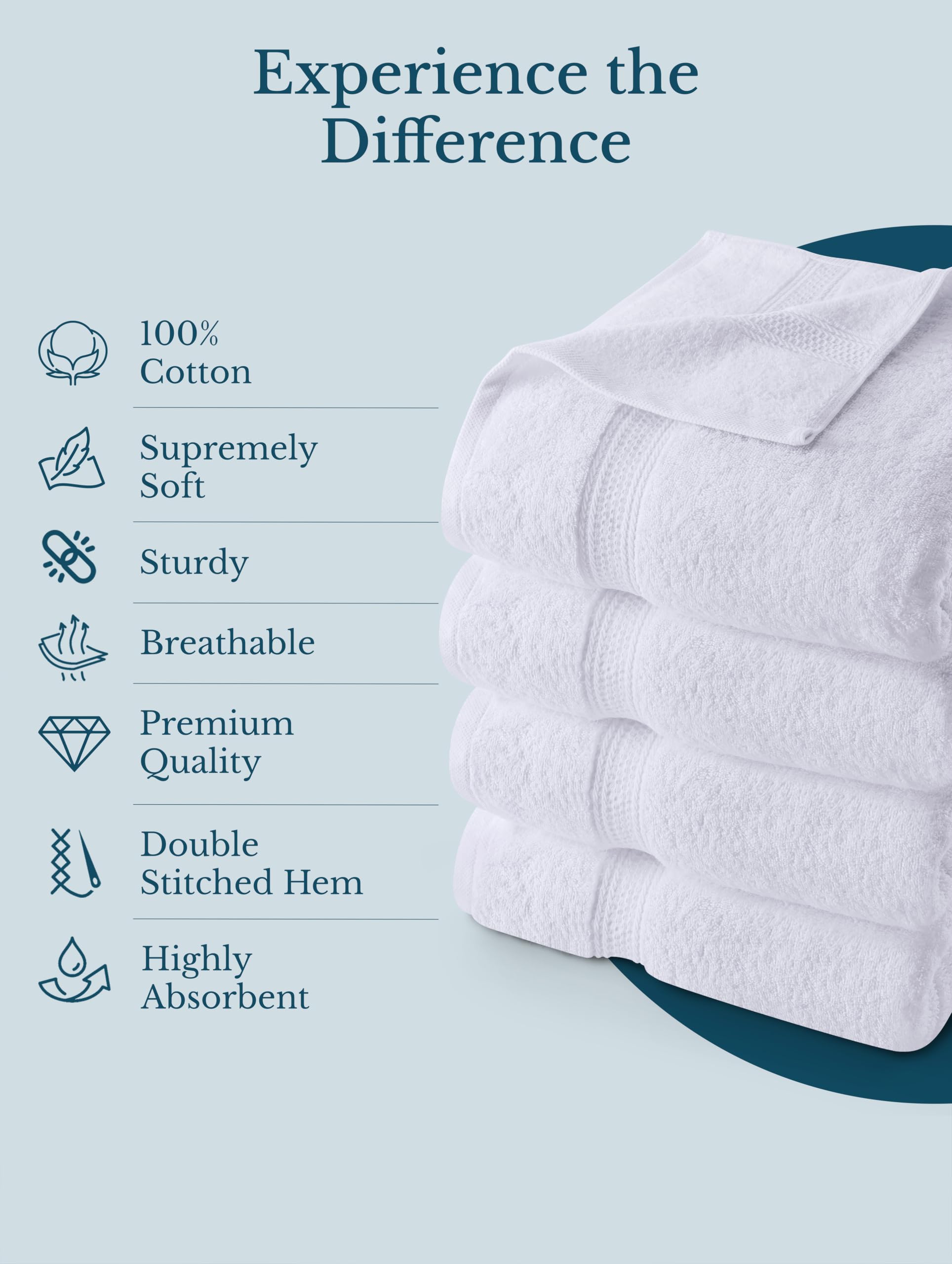 Utopia Towels toalla junto a regla para comparar tamaño 27x54 pulgadas, referencia clara