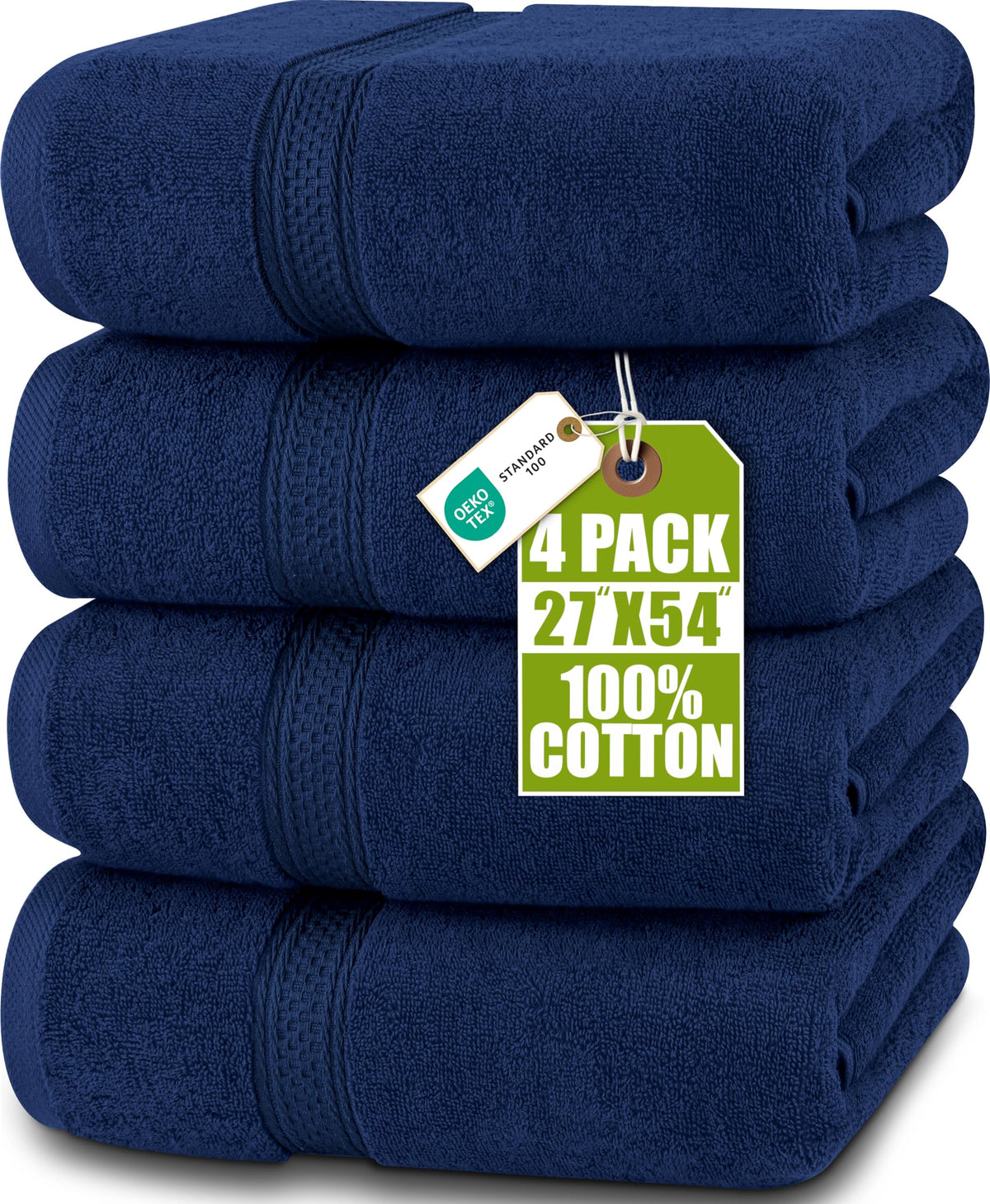 Utopia Towels vista frontal del pack que muestra las cuatro toallas y orden