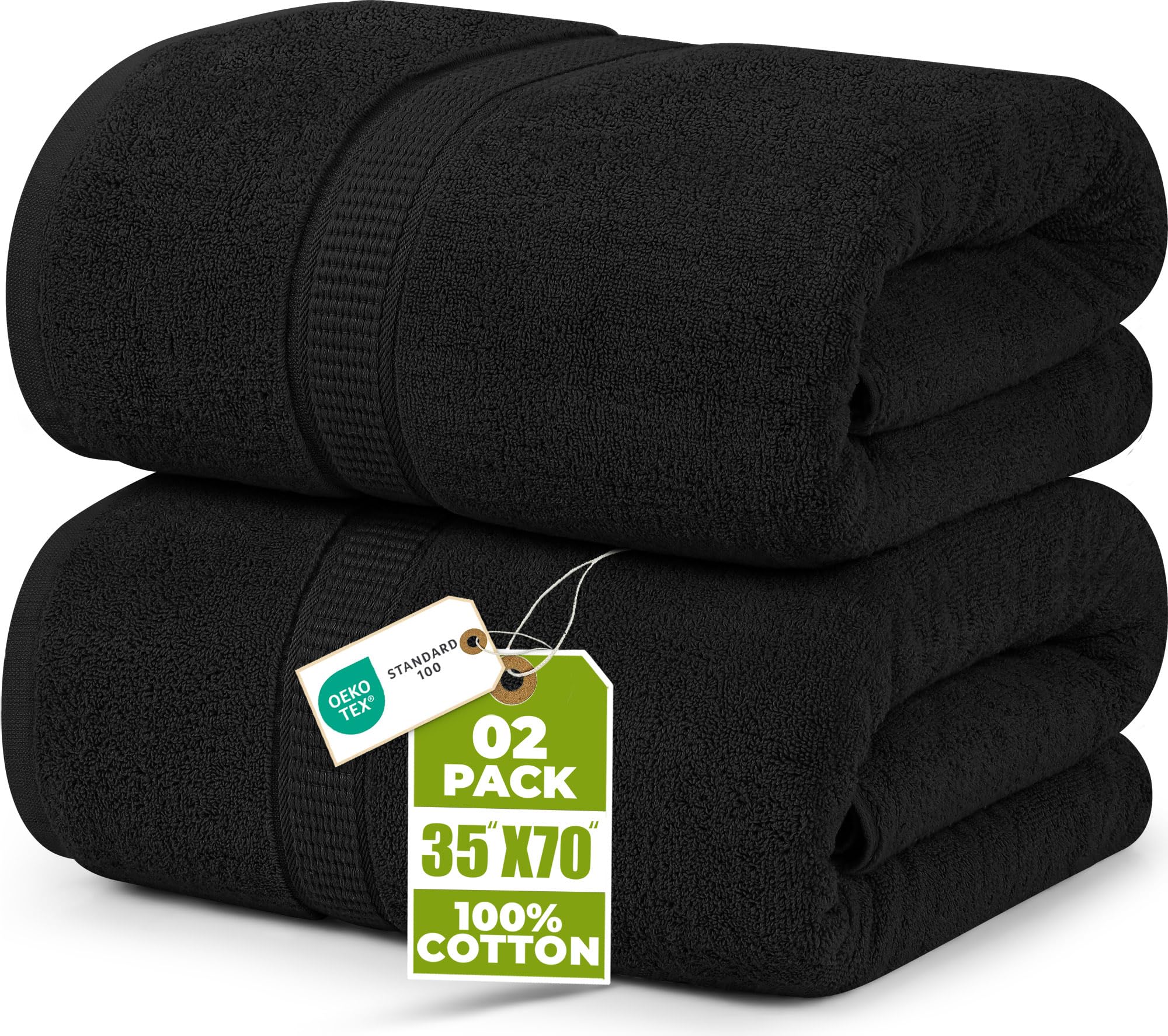 Utopia Towels vista frontal del set negro, apariencia profesional y elegante