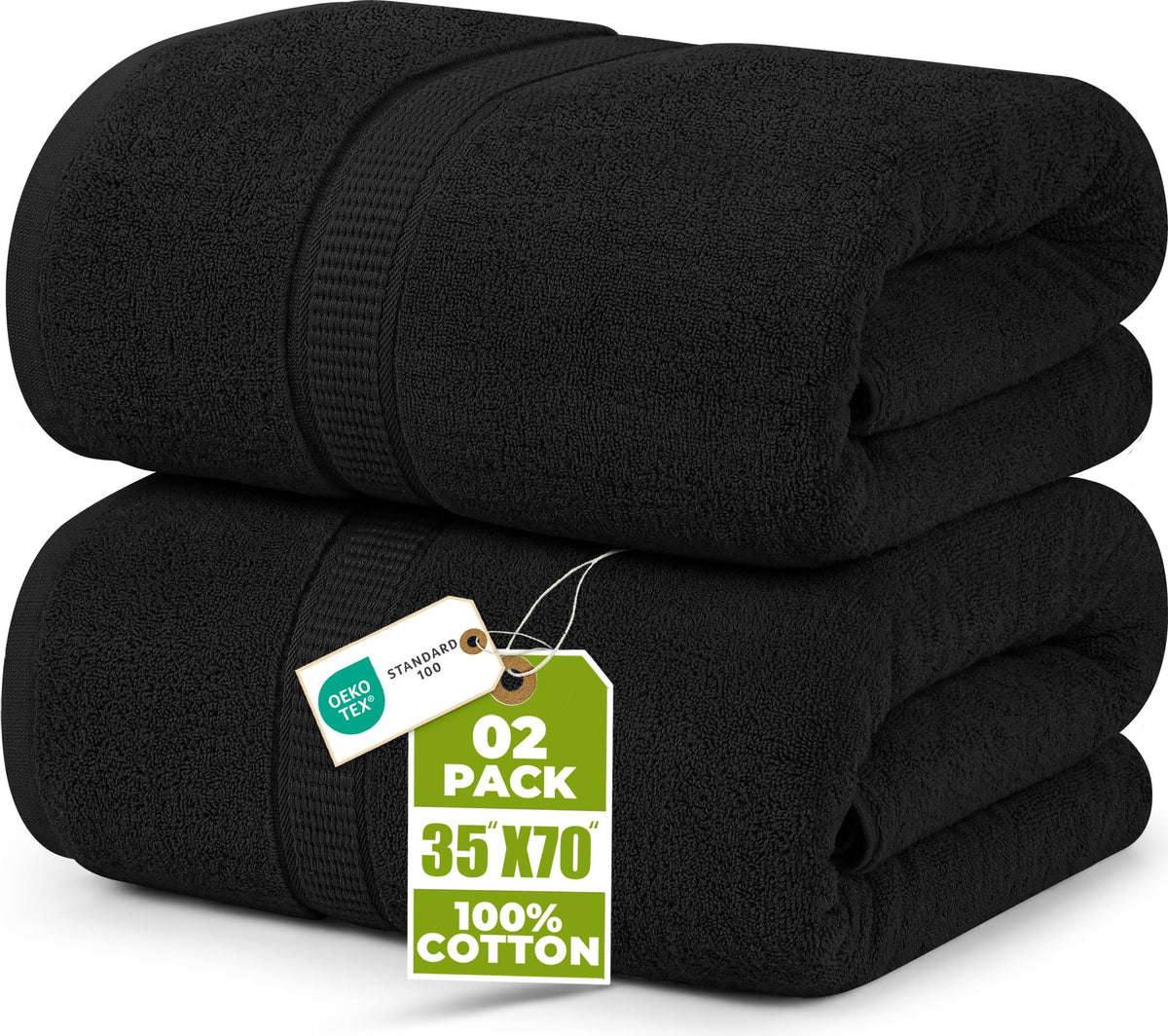 Utopia Towels vista frontal del set negro, apariencia profesional y elegante