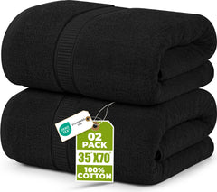 Utopia Towels vista frontal del set negro, apariencia profesional y elegante
