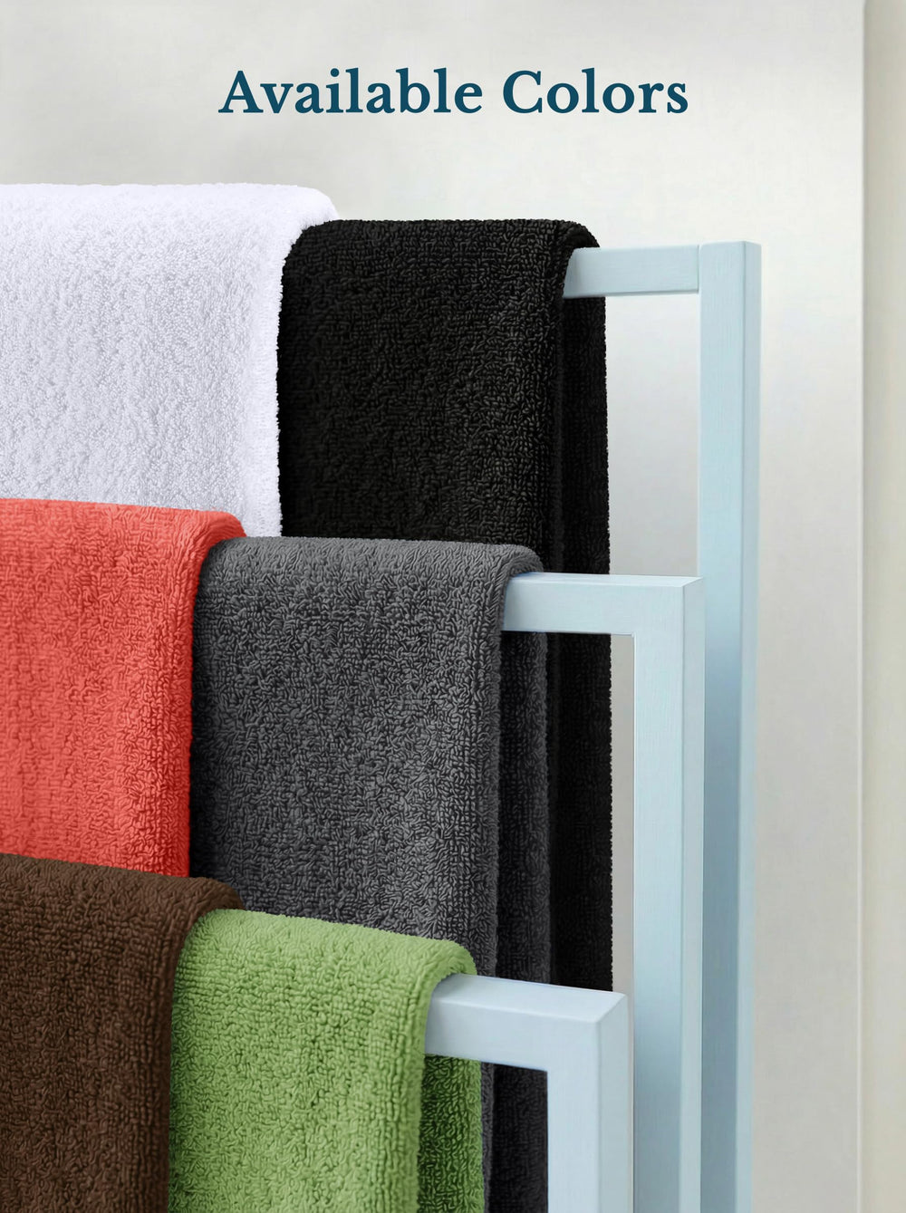 Utopia Towels toalla colgada secándose al aire, ilustrando cuidado sencillo y tiempo de secado razonable