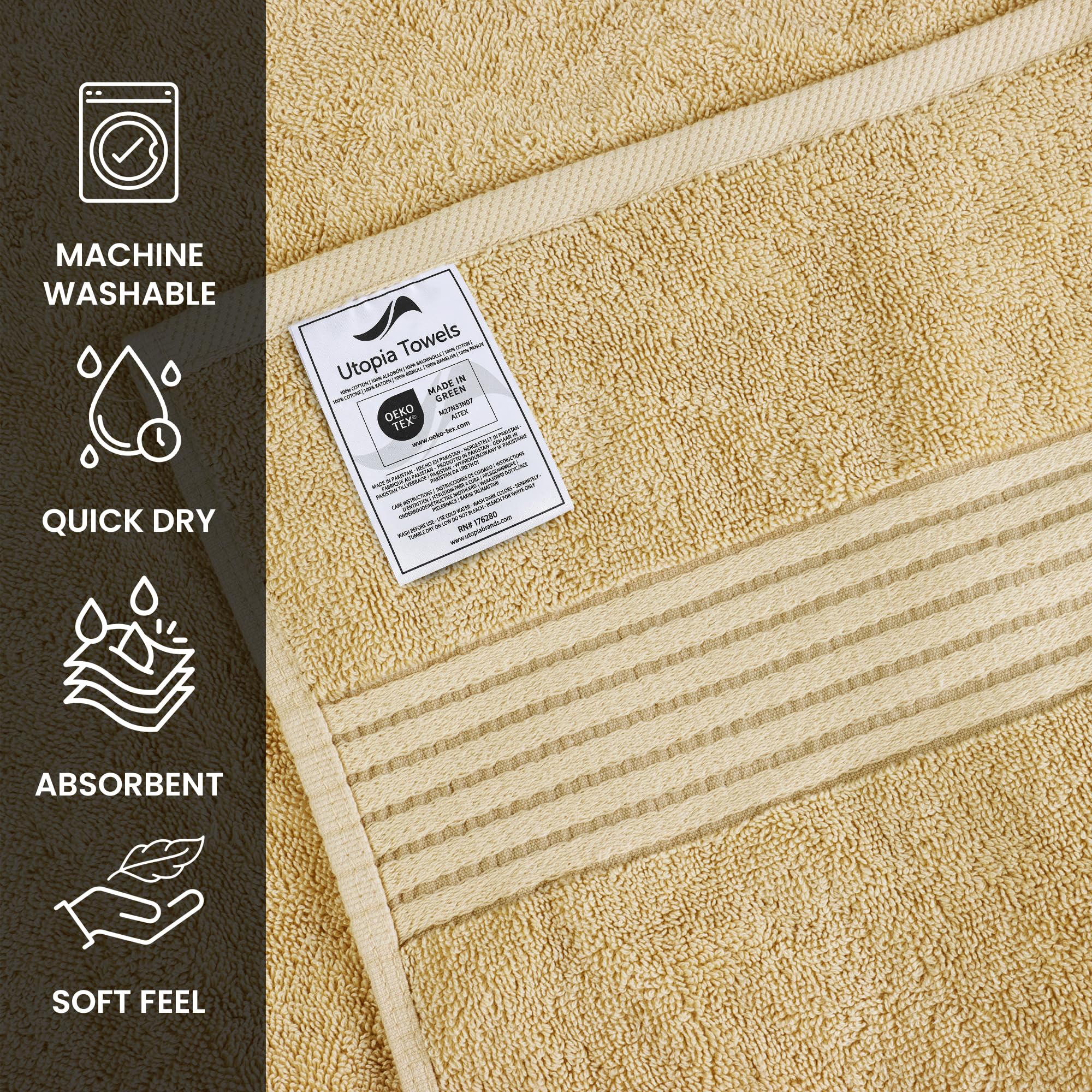 Utopia Towels toalla desplegada 27x54 pulgadas ilustrando tamaño real
