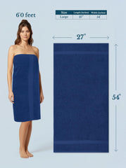 Utopia Towels toalla extendida mostrando tamaño y cobertura corporal