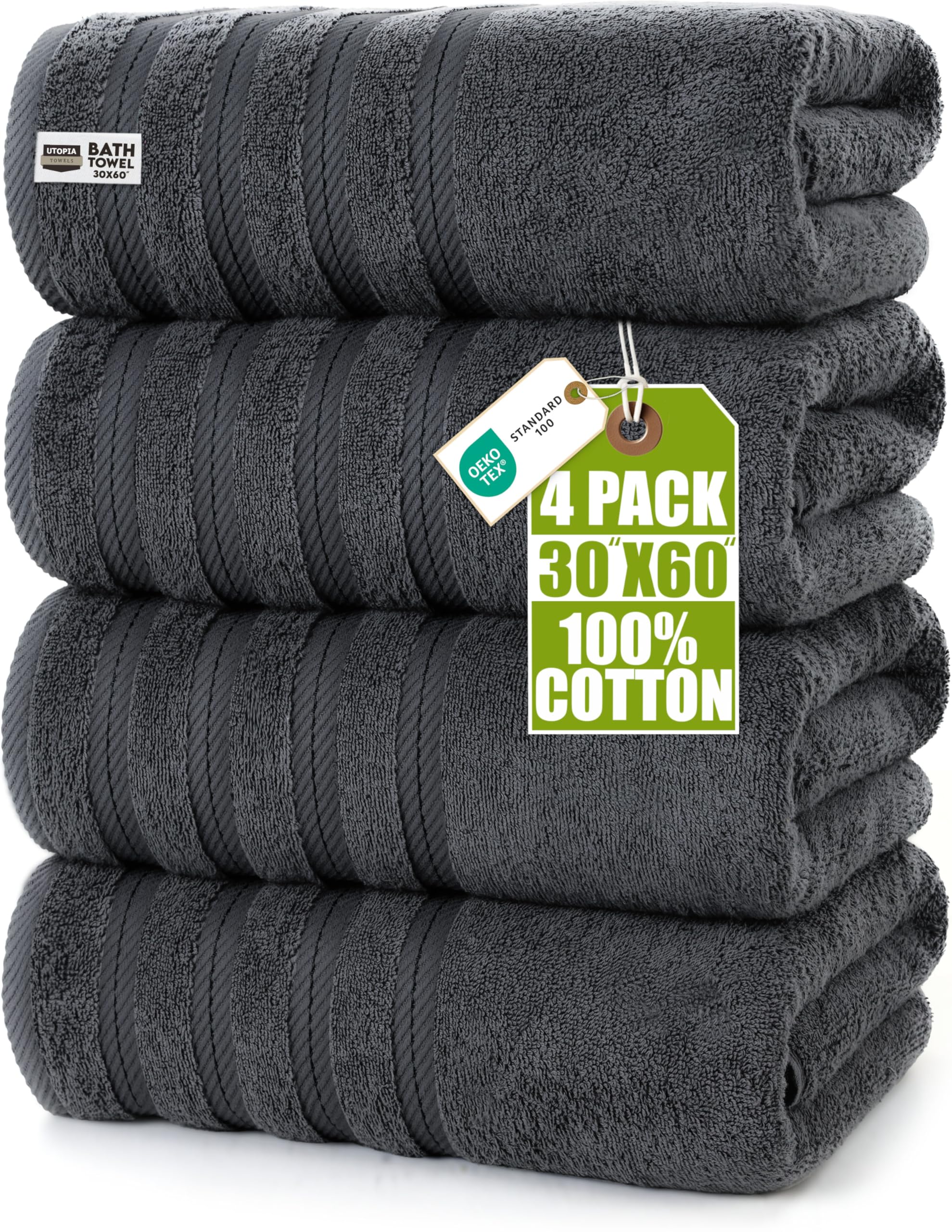 Utopia Towels vista frontal del paquete de 4, aporte de ahorro