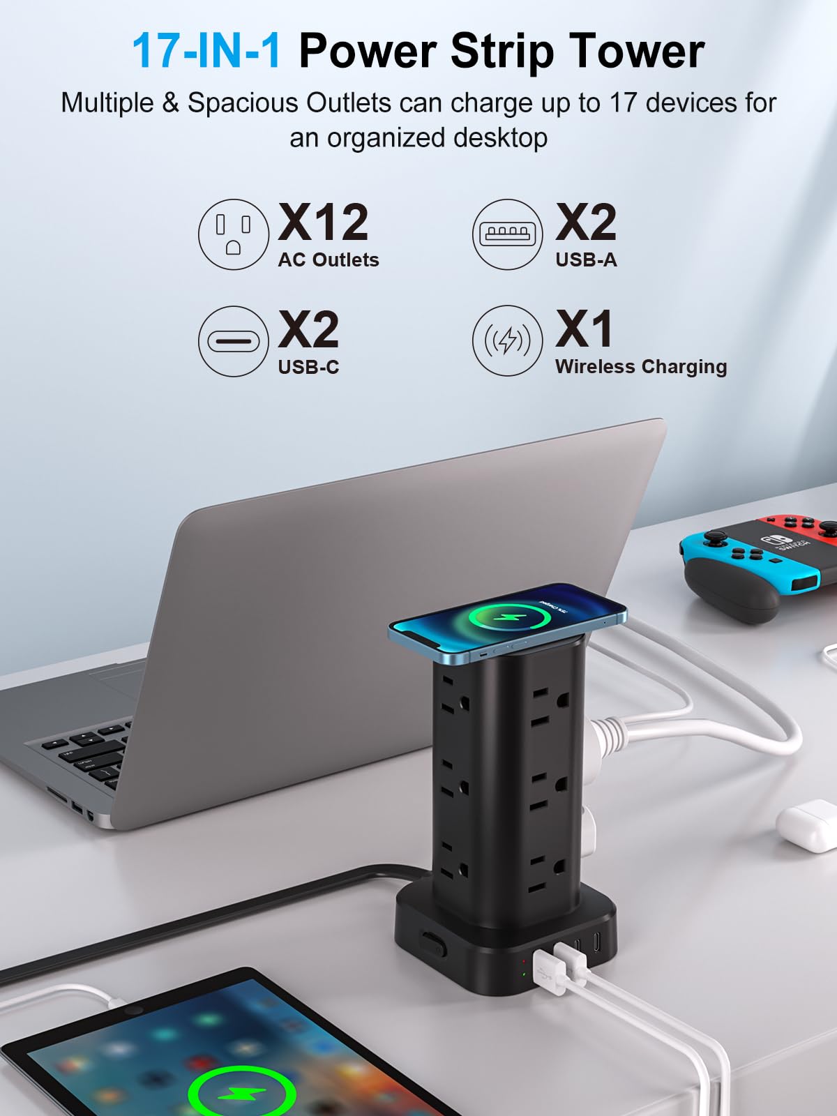 UWIWUTEI detalle superior con pad 15W inalámbrico que facilita carga rápida