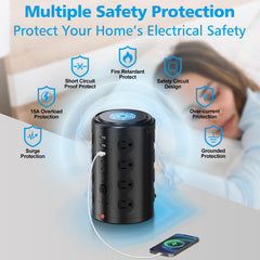 UWIWUTEI detalle de puertos USB y USB‑C para carga rápida múltiple