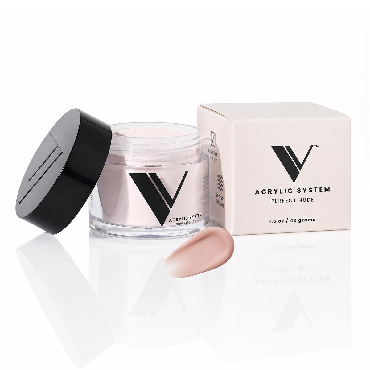 V Beauty Pure caja frontal mostrando el polvo y presentación profesional