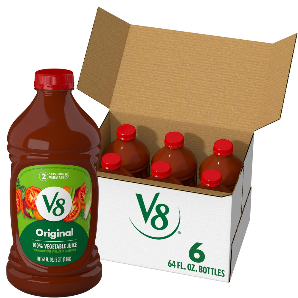 v8 front packaging 64oz bottle showing full pack and convenience