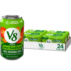 V8 lata frente mostrando marca y diseño, facilita bebida vegetal lista
