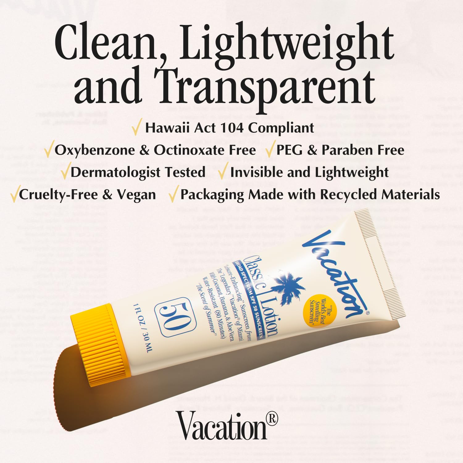 VACATION aplicación del mini SPF 50 en la playa para protección resistente al agua
