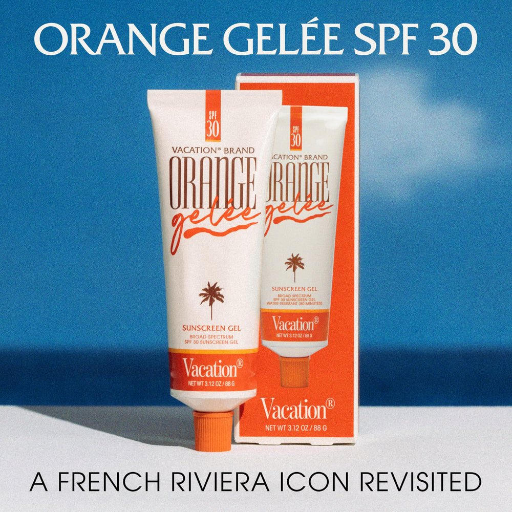 VACATION primer plano de la textura gel que muestra brillo y fácil absorción