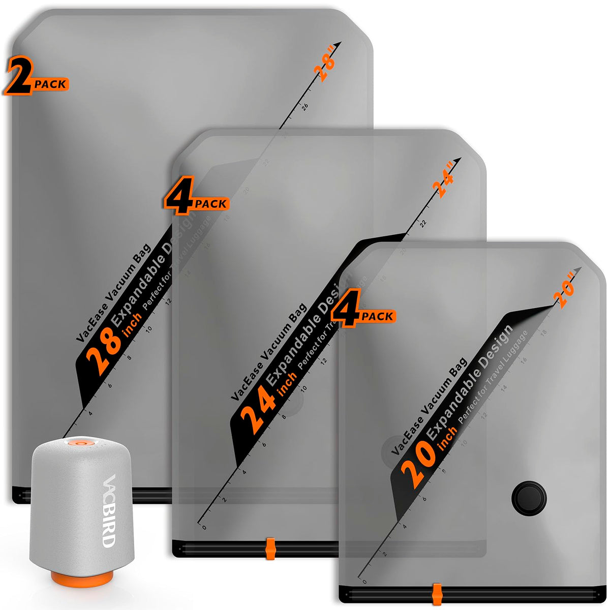 Vacbird bomba frontal recargable mostrando diseño compacto y portabilidad
