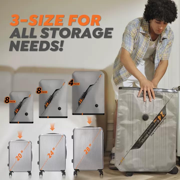 Vacbird en maleta comprimiendo ropa para llevar más en el equipaje