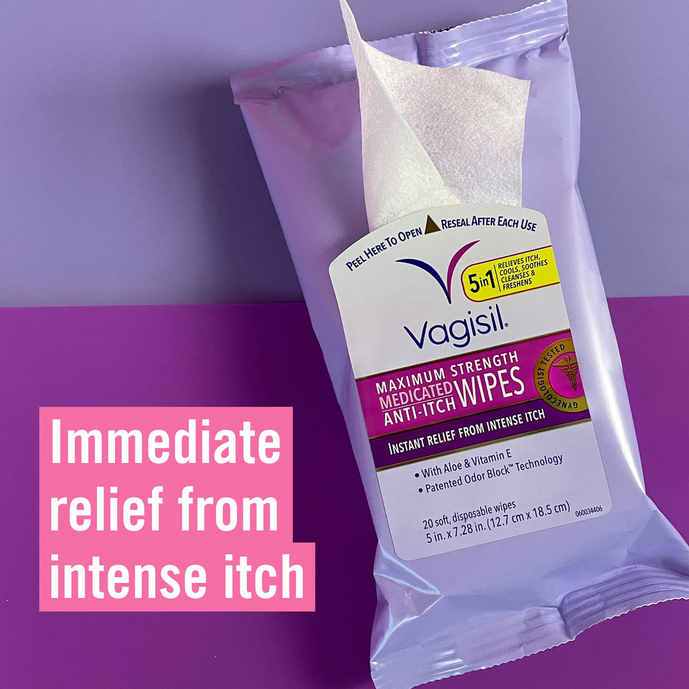 Vagisil toallita detalle de textura suave que calma la piel íntima
