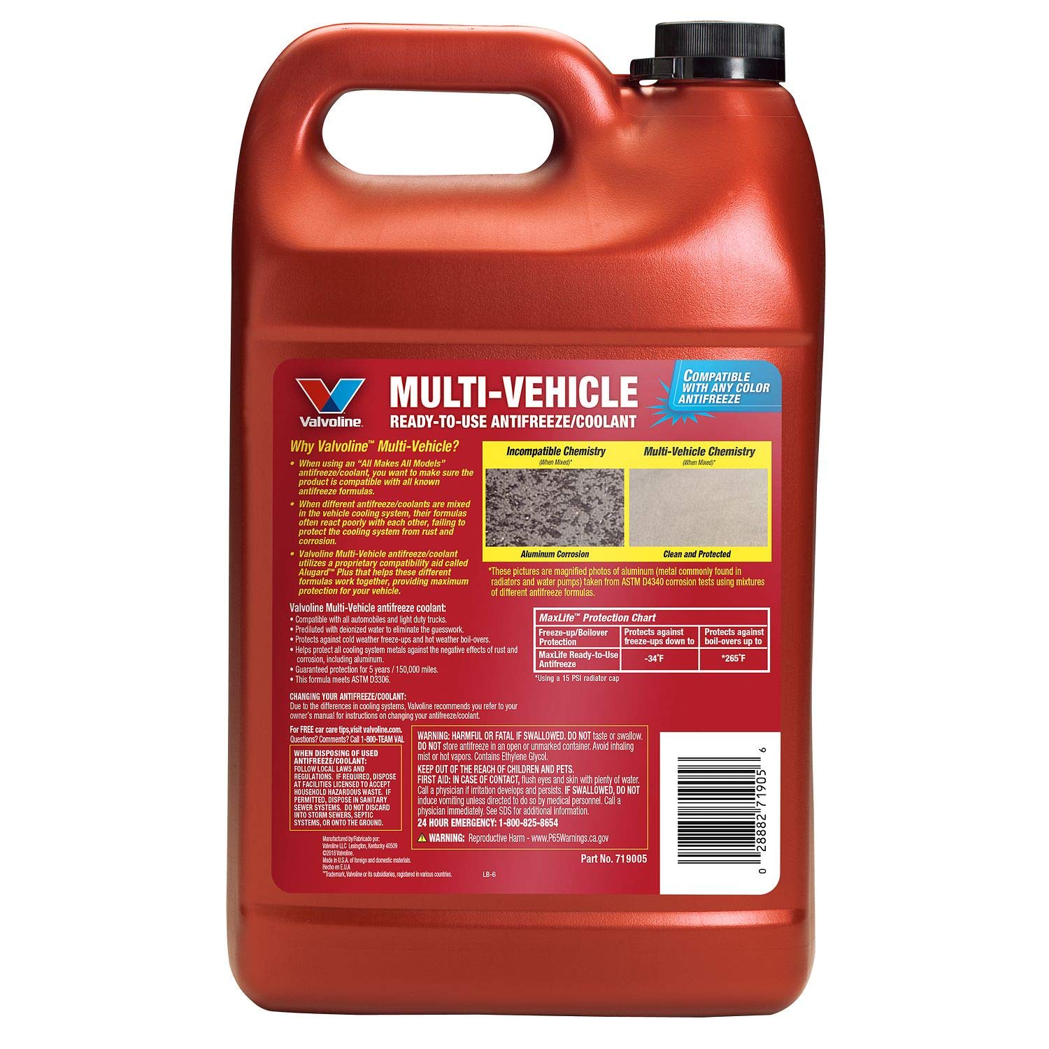 Valvoline etiqueta detalle con especificaciones y beneficios visibles