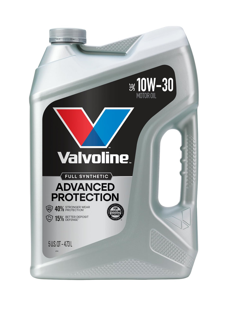 Valvoline botella 5 QT mostrando el frente y beneficios de protección