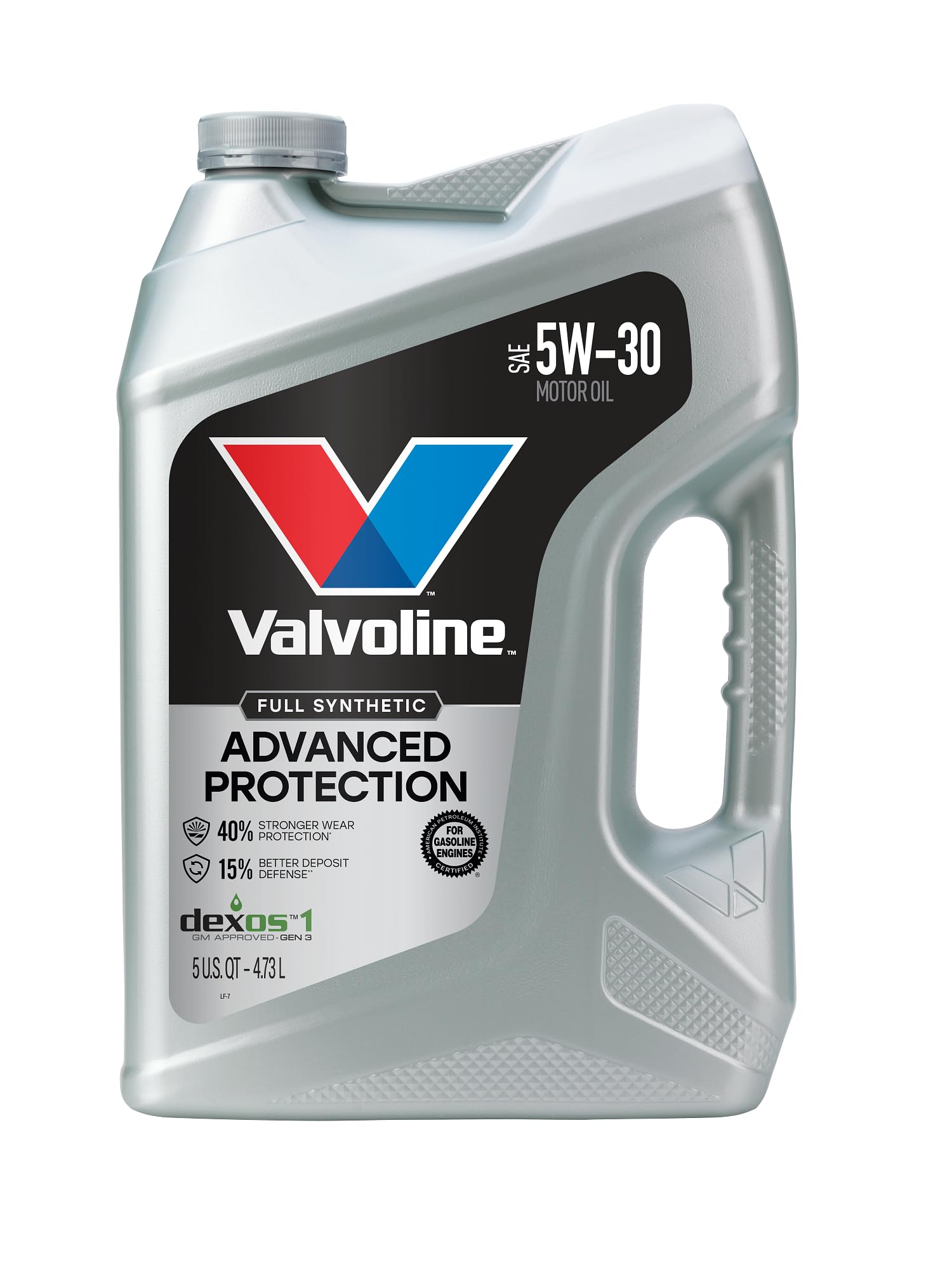 Valvoline frasco frontal 5 QT mostrando protección y volumen