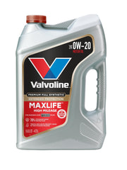 Valvoline MaxLife frontal de botella mostrando la etiqueta y beneficios visibles