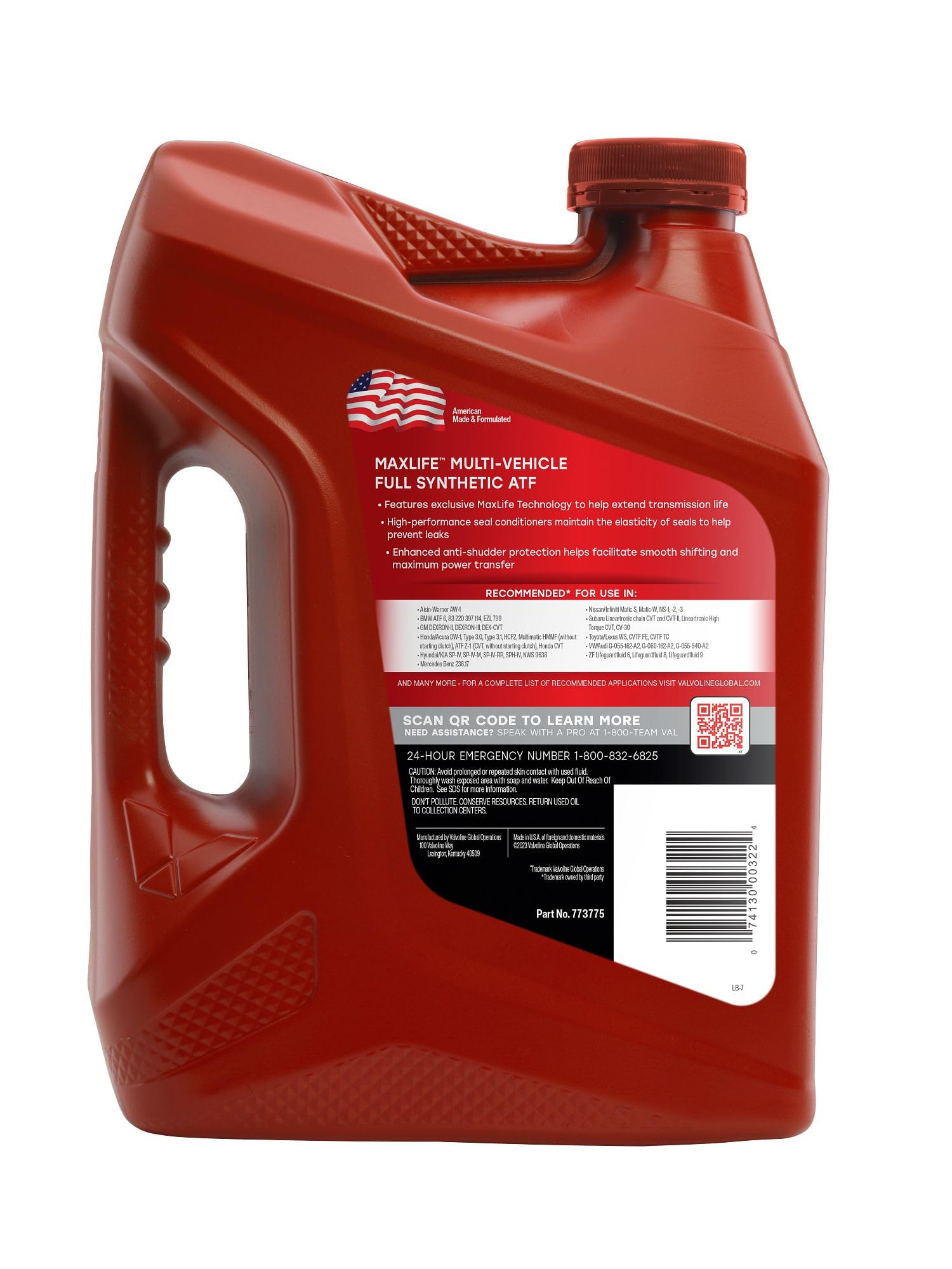 Primer plano de etiqueta Valvoline MaxLife con legibilidad de especificaciones