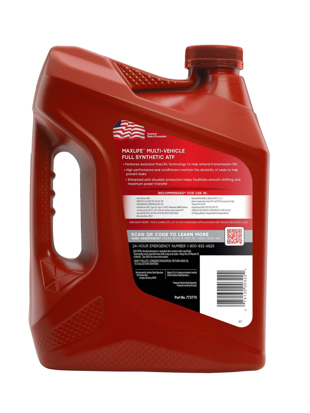 Primer plano de etiqueta Valvoline MaxLife con legibilidad de especificaciones