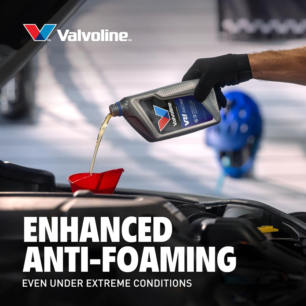 Valvoline VR1 en motor real bajo capó protegiendo levas y cojinetes