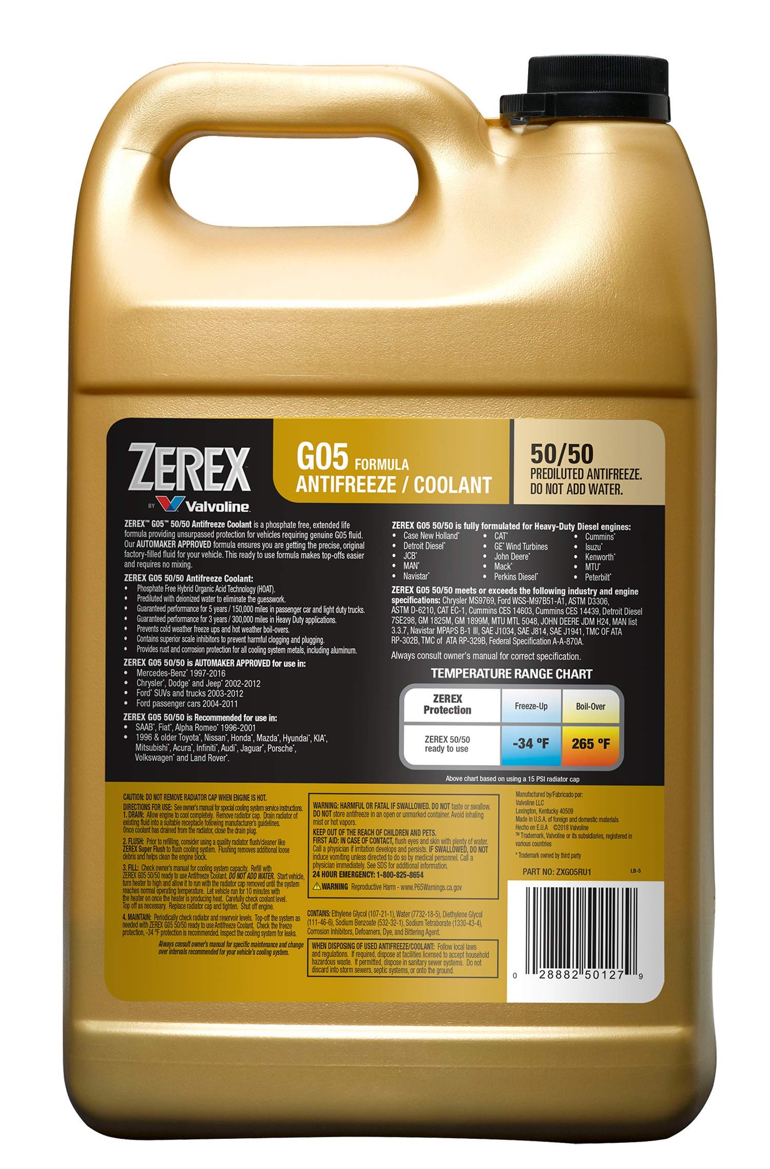 Valvoline Zerex G05 textura del líquido amarillo mostrando claridad y pureza