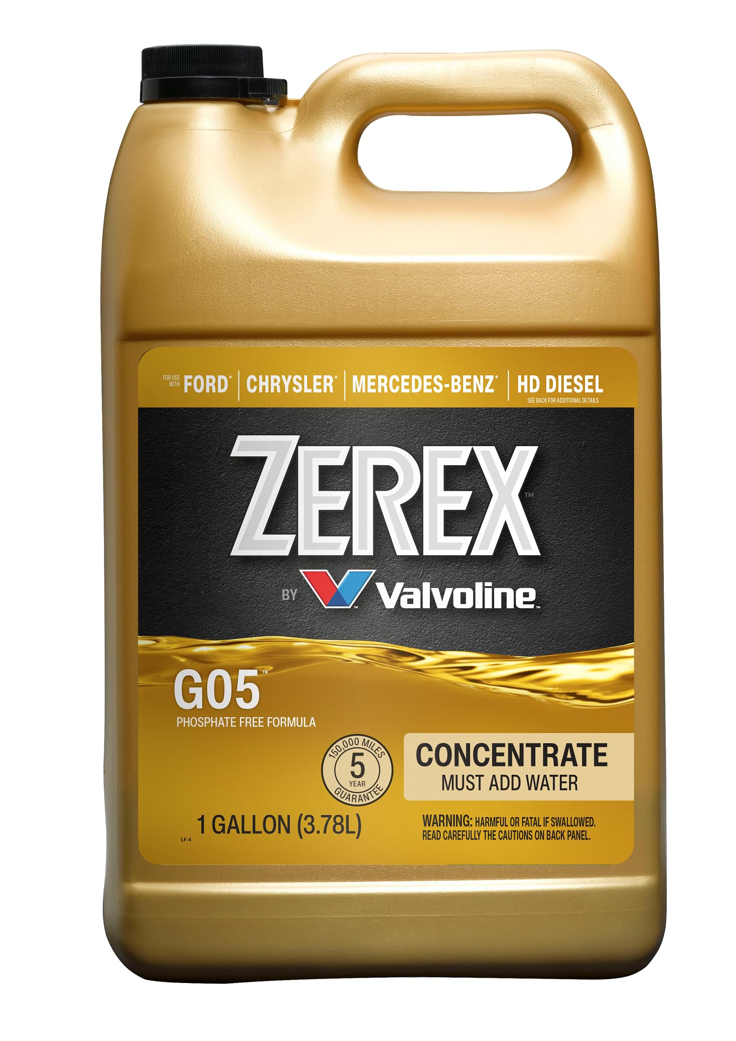 Valvoline Zerex G05 frente del envase mostrando la botella y etiqueta, confianza visual