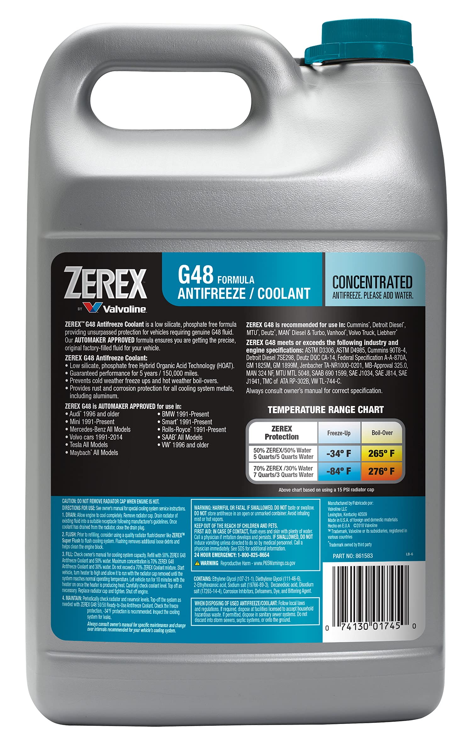 Valvoline Zerex G48 detalle del líquido destacando protección anticorrosiva visible