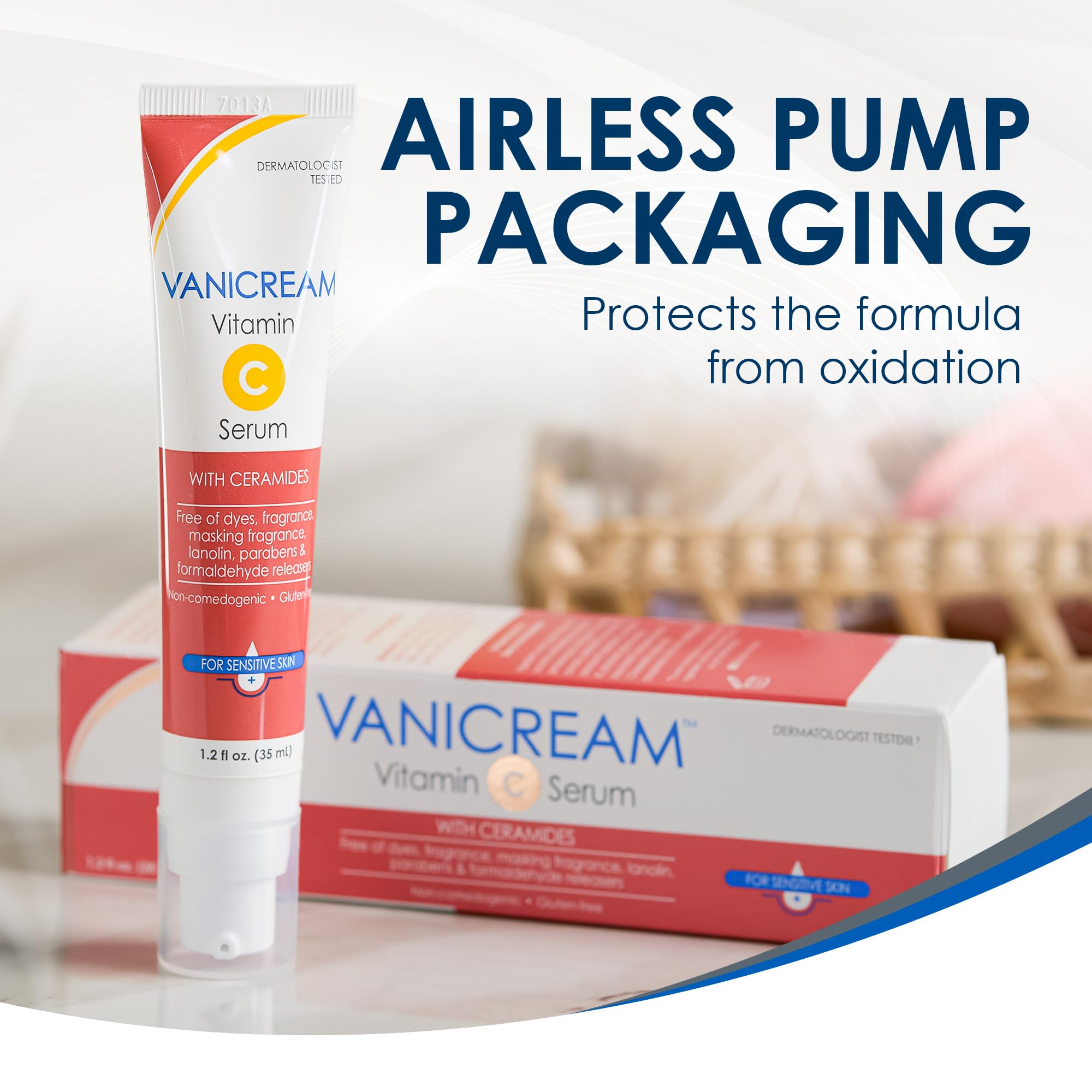Vanicream tamaño del frasco comparado con manos para visualizar capacidad de 35 ml