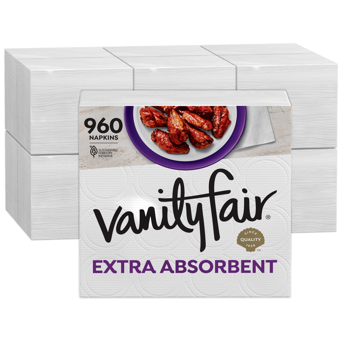 Vanity Fair frente del empaque mostrando 960 unidades y ahorro