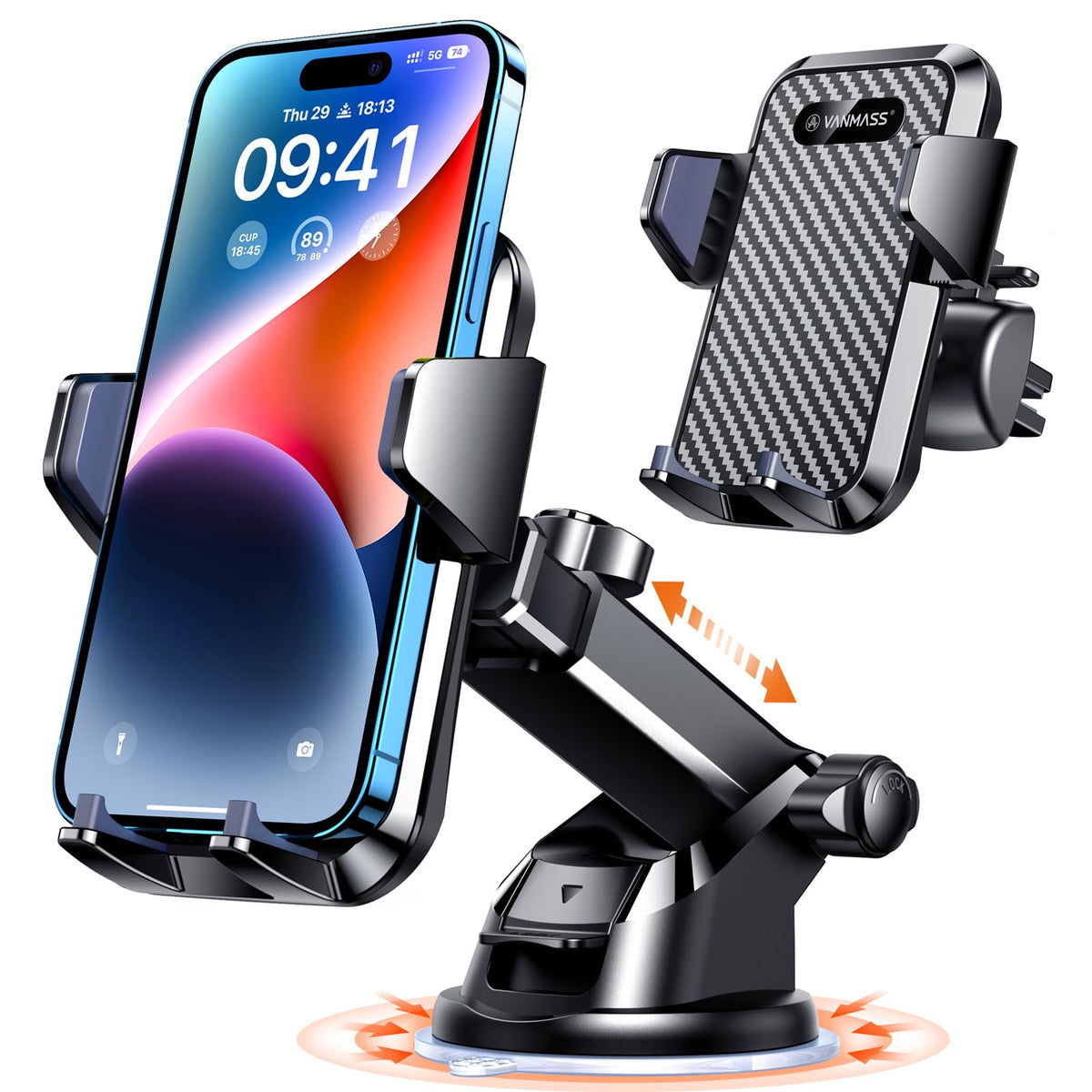 VANMASS front view showing suction and vent combo, secure dual-mount benefit