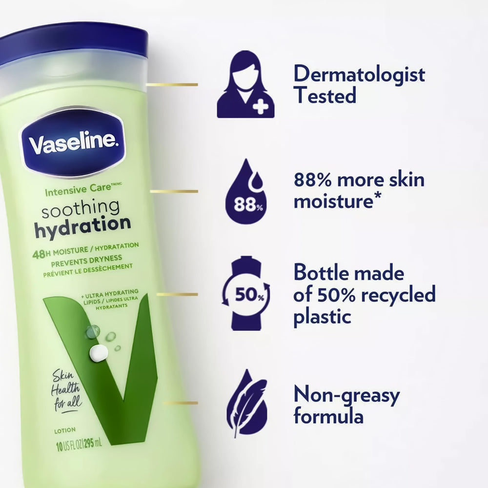 Vaseline aplicación en mano mostrando suavidad inmediata y reducción de sequedad