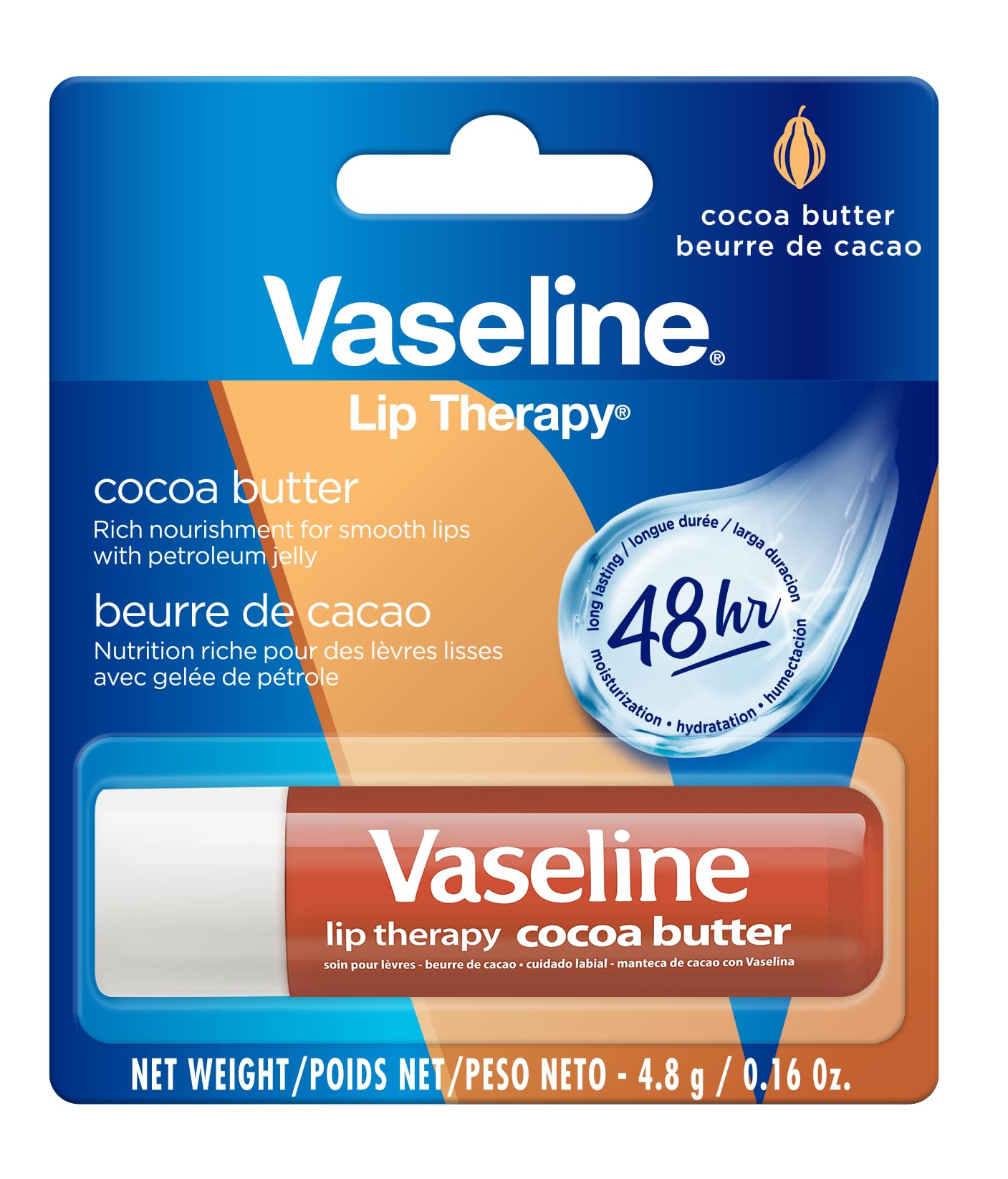 Aplicación de Vaseline Cocoa en labios mostrando alivio inmediato