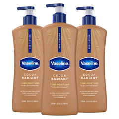 Vaseline envase frontal Cocoa Radiant mostrando presentación y beneficio hidratante