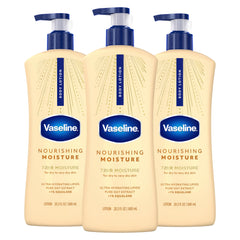 Vaseline frasco frontal mostrando etiqueta y beneficio hidratante