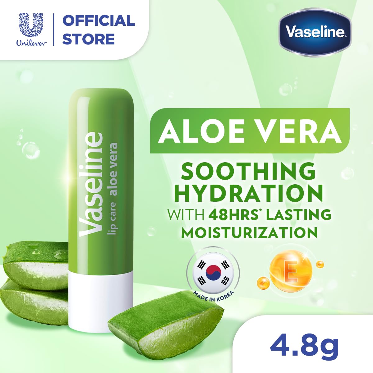 Vaseline detalle de la etiqueta que destaca la fórmula con aloe
