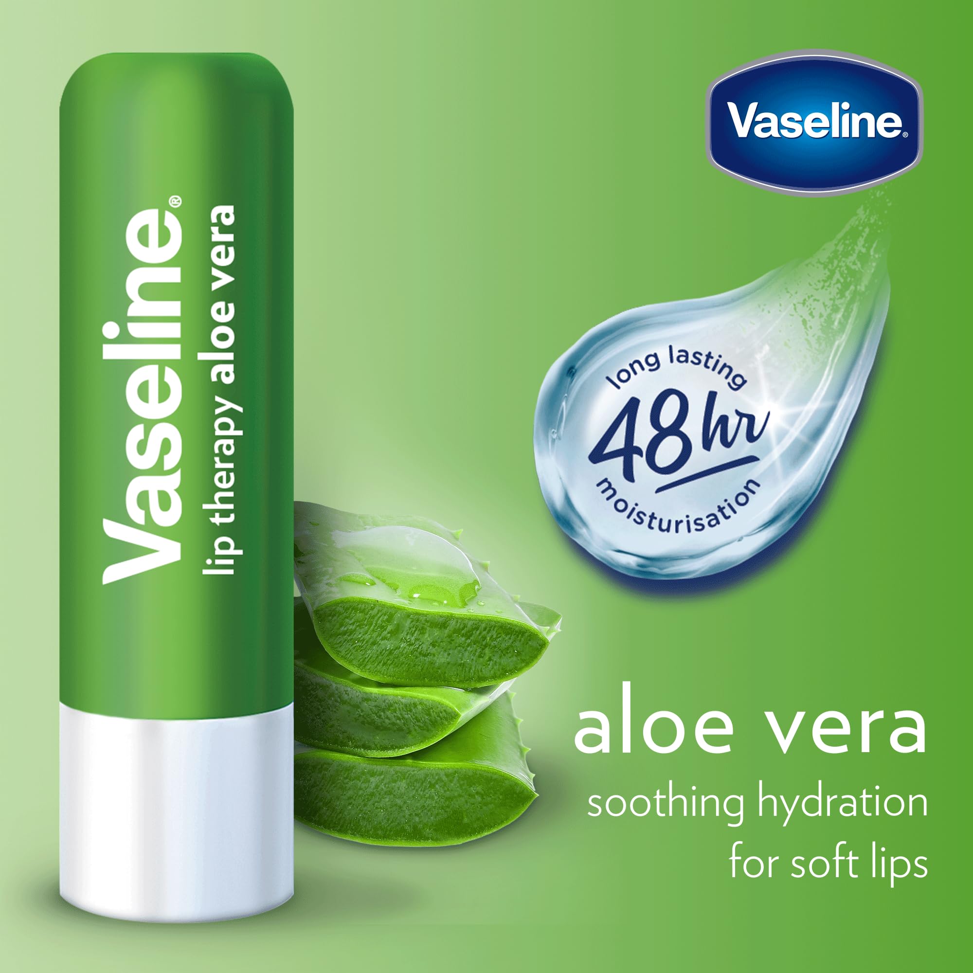 Vaseline stick en mano demostrando tamaño portátil y uso rápido