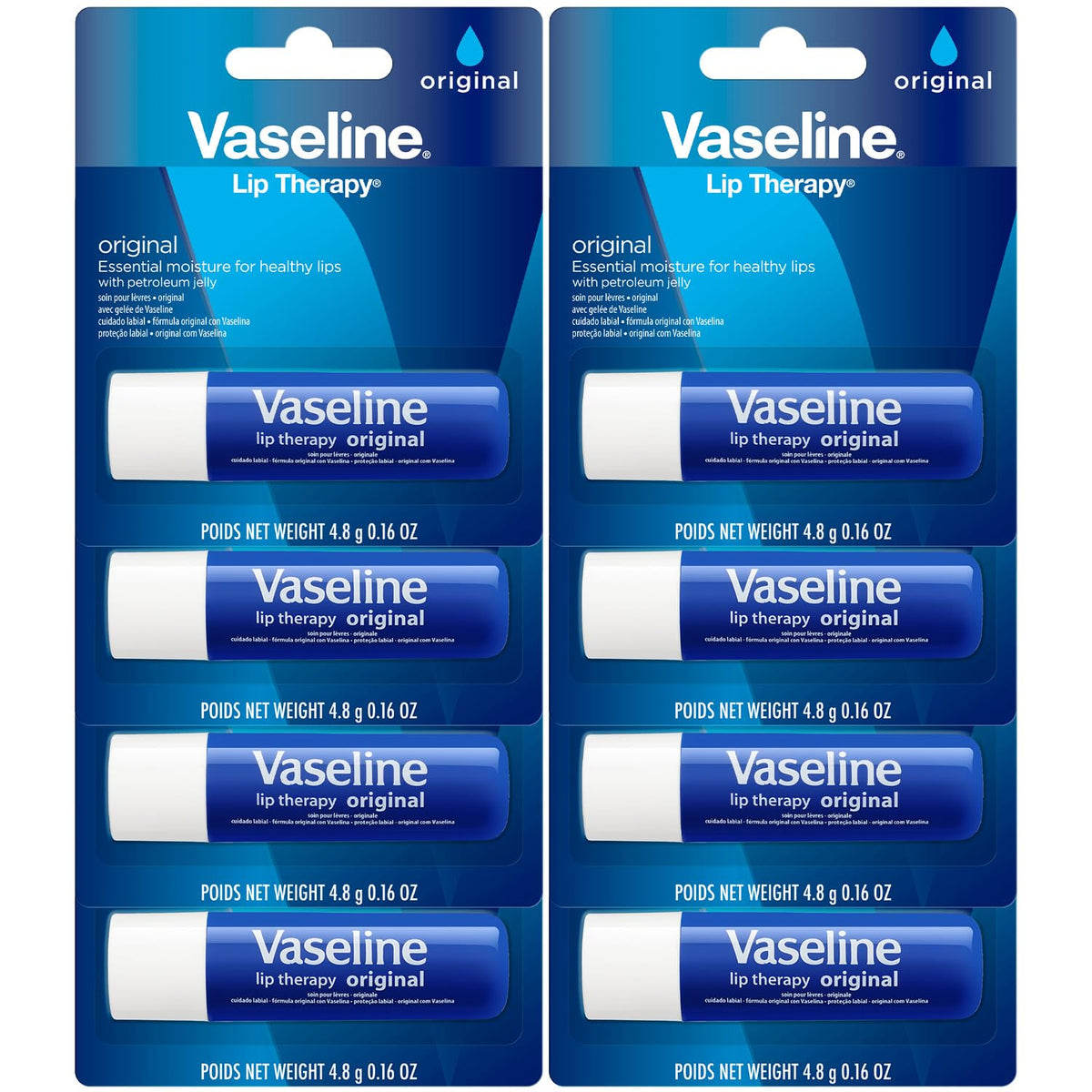 Vaseline pack frontal mostrando las ocho unidades y protección inmediata