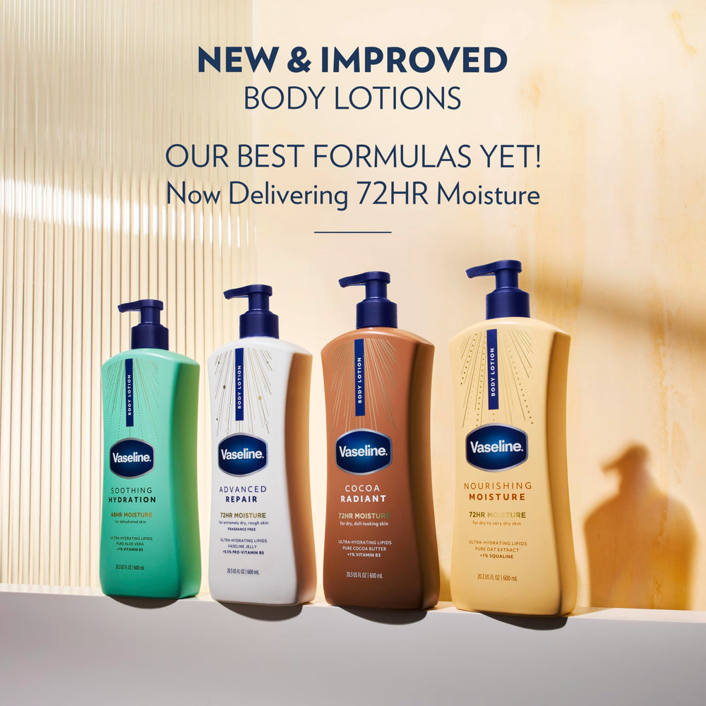 Vaseline bottle with recycled plastic icon showing eco-conscious packaging