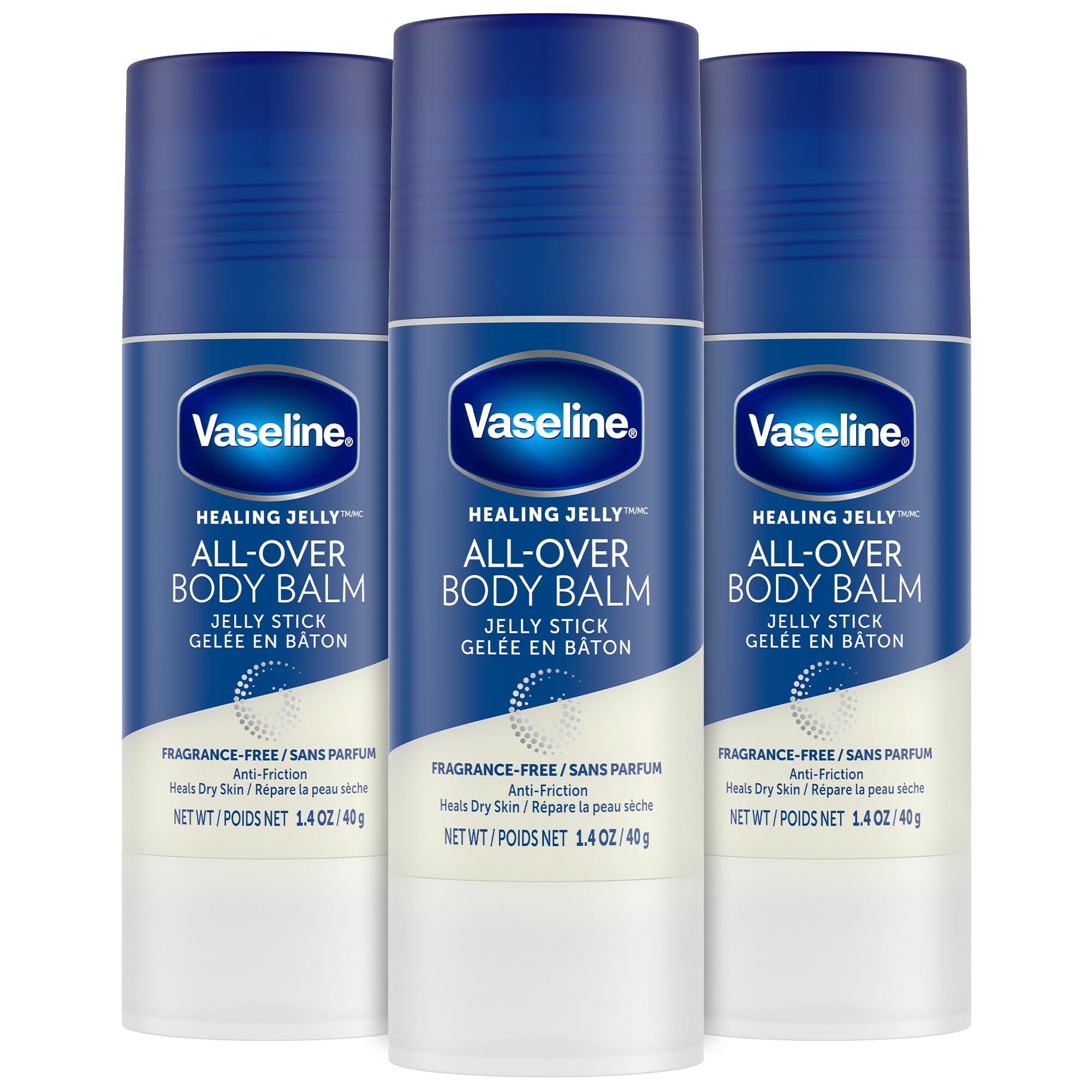 Vaseline vista frontal del pack de tres sticks para hidratación portátil