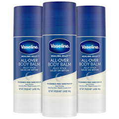 Vaseline vista frontal del pack de tres sticks para hidratación portátil