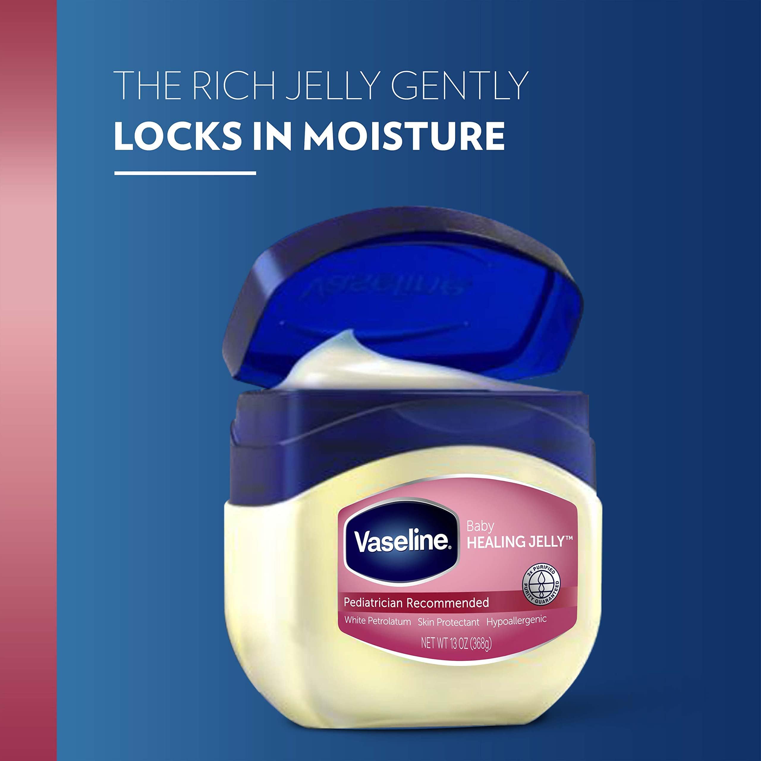 Vaseline comparada en la mano para referencia de tamaño y cantidad