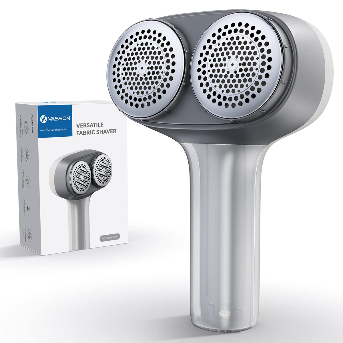 VASSON vista frontal del quitapelusas, diseño ergonómico y manejo cómodo