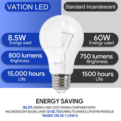 VATION LIGHTING bombilla en mano muestra tamaño compacto y base E26