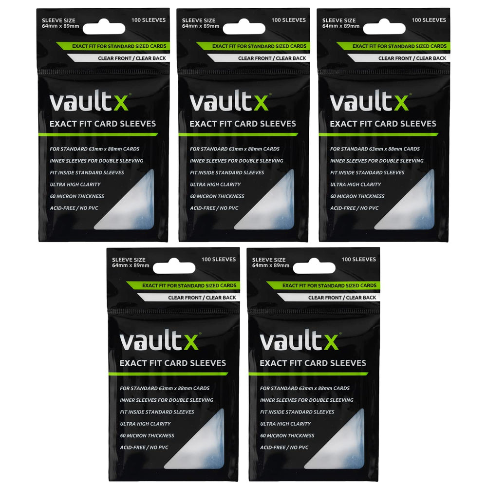 Vault X clear pack front view showing sleeve count and brand protection