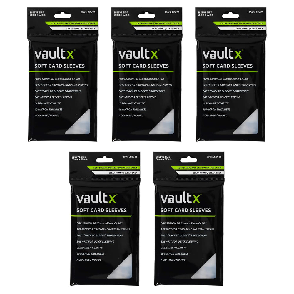 Vault X front packaging showing 1000 clear sleeves and easy storage benefit