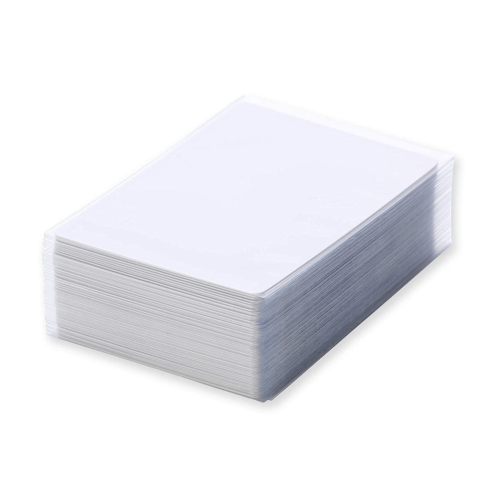 Vault X stacked sleeved cards top view showing space-saving archival protection