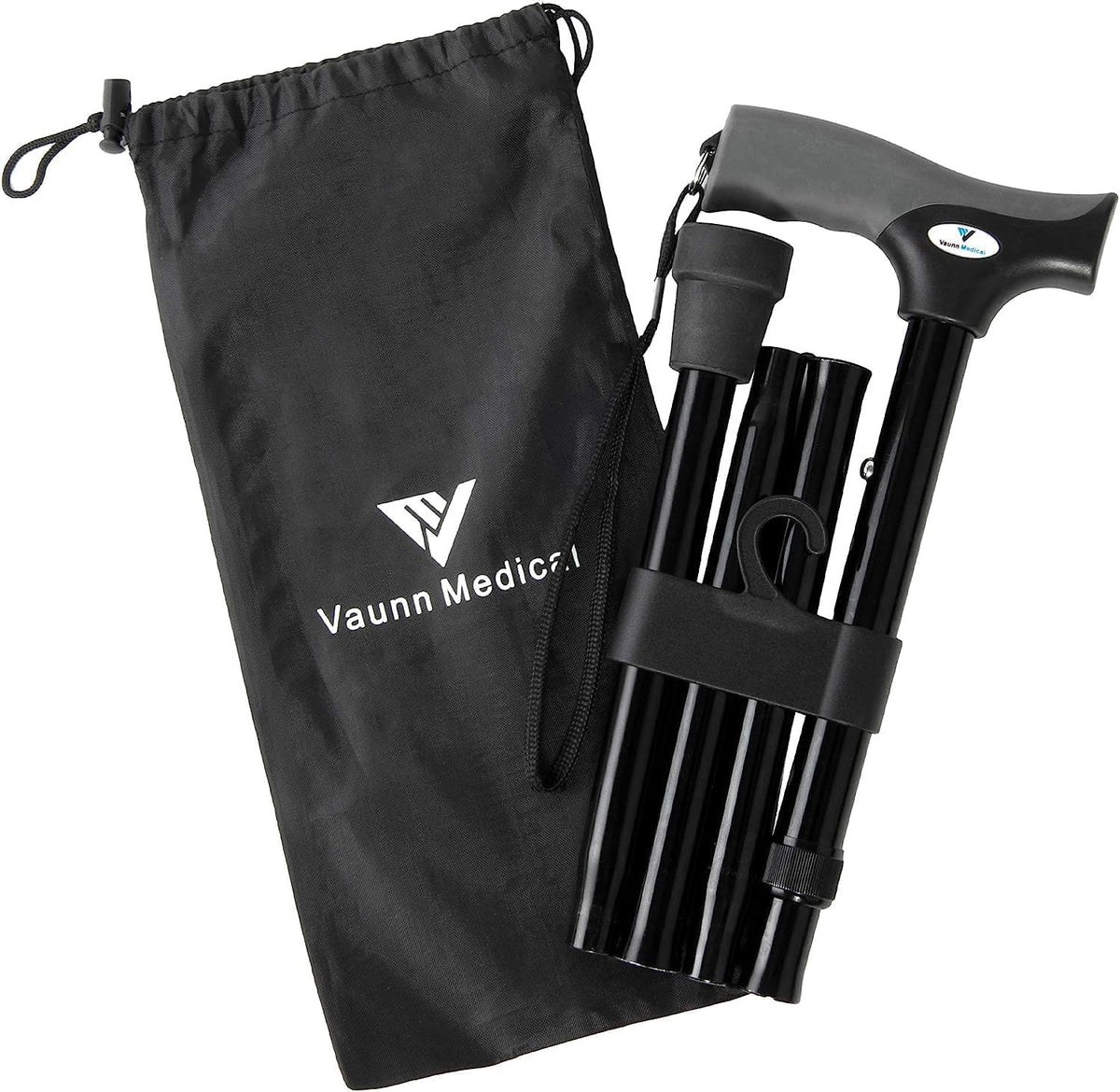 Vaunn cane front view showing compact travel-friendly design